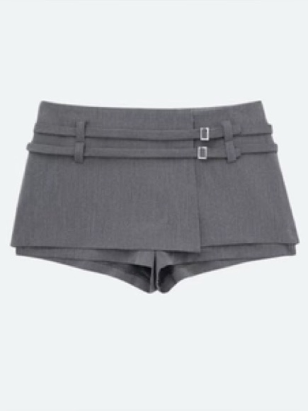 ZARA Mini Skort Double-buckle belt size XS Gray Skirt Low Rise Y2K